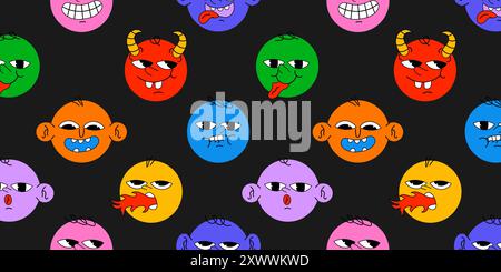 Fun Nerd Emoji Icons Seamless Pattern Stock Vector
