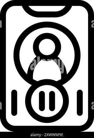 Smartphone is displaying a user profile with a pause button, symbolizing the concept of taking a break from social media Stock Vector