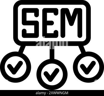 This vector icon represents a successful sem strategy, showing positive results with checkmarks Stock Vector