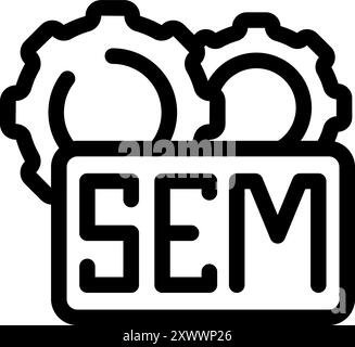 Line vector icon of the concept of search engine marketing represented by two gears working together Stock Vector