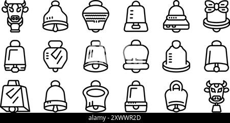 Set of Ring Bell different line shapes, thin line design vector ...