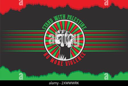 We Stand With Palestine no more violence banner design vector graphics file Stock Vector