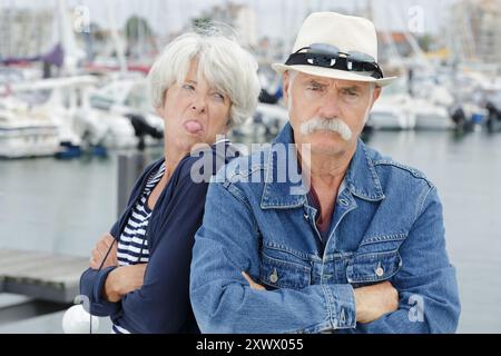 a senior couple after arguing Stock Photo