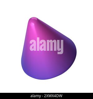 Abstract violet 3D cone illustration, isolated on white background. Perfect for infographics, digital, and print materials. Modern, realistic, and Stock Vector
