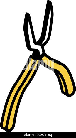 Isometric simple line drawing tool icon, radio pliers, Vector Illustration Stock Vector