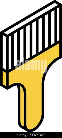Isometric simple line drawing tool icon, Brush, Vector Illustration Stock Vector