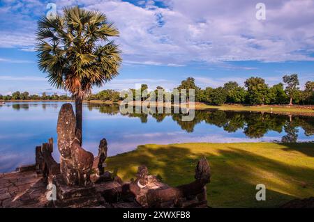 Srah Srang Lake / Reservoir / Baray, Angkor Archaeological Park, Siem Reap Province, Cambodia. credit: Kraig Lieb Stock Photo