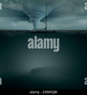 A waterspout hits a yacht moored off the coast. The Bayesian sank ...