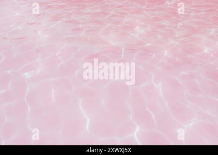 Underwater view in a pool with light refraction on a bright pink surface. Copy space background. Stock Photo