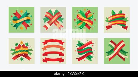 Festive Christmas Ribbons Illustration for Holiday Designs Stock Vector