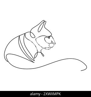 cats vector with continuous single one line art drawing. New minimalist design minimalism animal pet of cat illustration. Stock Vector