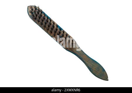 wire brush used for a wide range of tasks, including cleaning, surface preparation, and restoration isolated on white background Stock Photo
