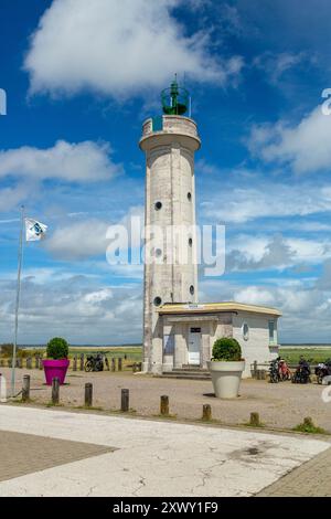 Le Hourdel lighthouse, Bay of Somme, Cayeux-sur-Mer, Somme, France Stock Photo