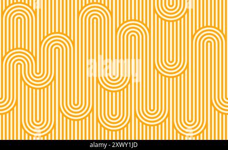 Ramen noodles pasta seamless pattern background with wavy lines, vector tile. Abstract pattern of Asian noodles in curly wave lines or round zig zag twirls, Chinese instant noodles seamless background Stock Vector