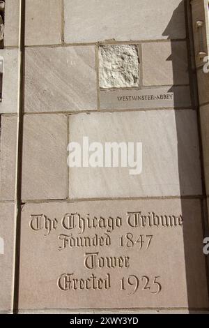 An iconic image of the Tribune Building in Chicago, captured during or ...