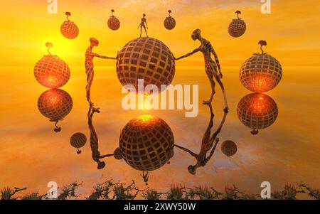 Programming Spheres Aliens Programming Garden Spheres Stock Photo - Alamy