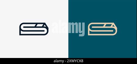 Logo Minimalist house or home and letter S in iconic Bold Line pictogram, residence, building, real estate, agency, rent. Editable file Stock Vector