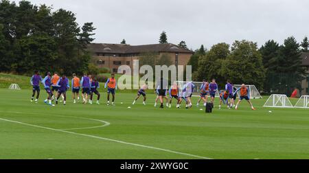 Oriam Sports Centre Edinburgh.Scotland.UK.21st Aug 24 Hearts Training session before flying out for their UEFA Europa League first -leg tie away to Czech outfit Viktoria Plzen. Credit: eric mccowat/Alamy Live News Stock Photo