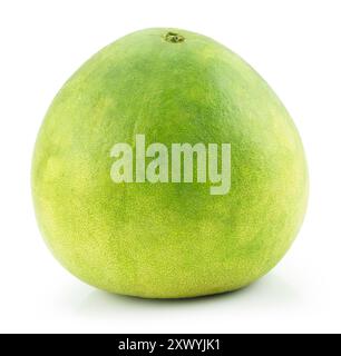 Green pomelo citrus fruit isolated on white with clipping path Stock Photo