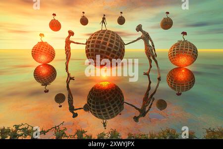 Programming Spheres Aliens Programming Garden Spheres Stock Photo - Alamy