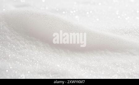 Closeup of Bright white Snow, Sparkling glitter and Frosty Texture – Minimalist Winter Wonderland Background for Festive, Christmas Holiday Season Stock Photo