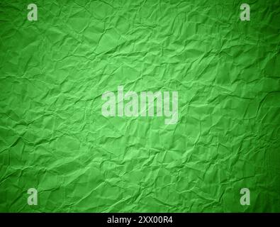 A background made of green crumpled paper Stock Photo