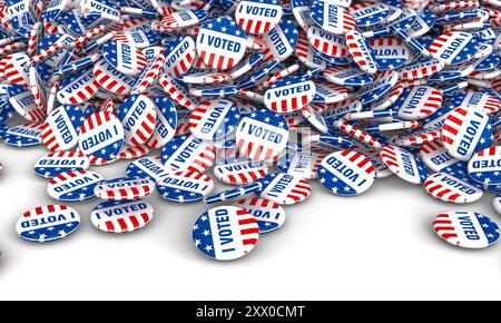 3d  i voted buttons with american flag  white background Stock Photo