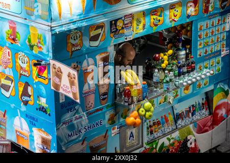 Food Cart with Sweets, Beverages, Desserts in Greenwich Village, New York, NY, United States Stock Photo