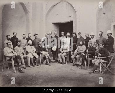 Vintage photo of Second Anglo-Afghan War. British Medical Officers at Kandahar, 1881 (in fact, hypothetical colleagues of Dr. Watson, a friend and companion of Sherlock Holmes) Stock Photo