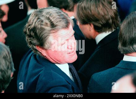 Senator Edward Kennedy, Democrat-Massachusetts, attends the inauguration of President Ronald Reagan. Stock Photo