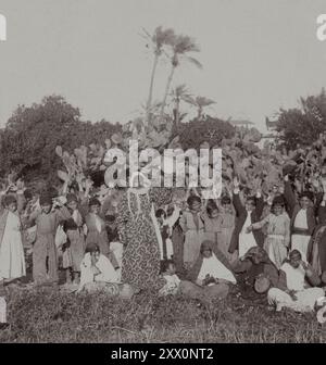 Life in Palestine in the early 20th century. A group of Gypsies from Mt. Hermon. Samaria, Historic Palestine. Ottoman Empire.  December 1903 Stock Photo