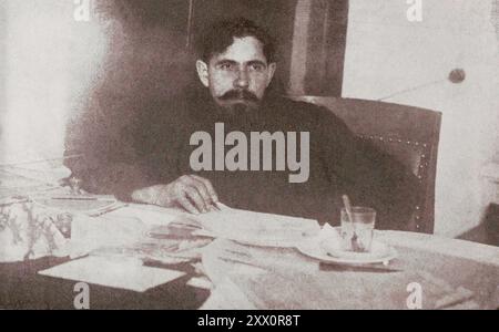 Vintage photo of Sailor Pavel Dybenko. Former People's Commissar of the Navy. Pavel Efimovich Dybenko (1889–1938) was a Bolshevik revolutionary and a leading Soviet officer and military commander. He was arrested, tortured and executed during the Great Purge and subsequently rehabilitated during the Khrushchev Thaw. Stock Photo