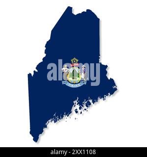 Maine State Flag Map Illustration Stock Photo