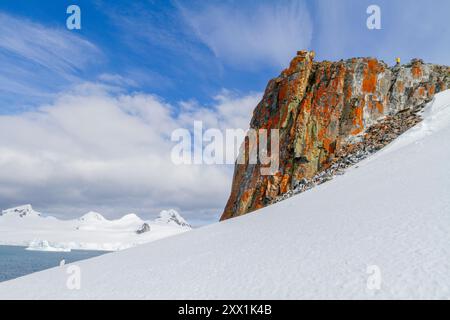 View of snow-covered Half Moon Island in the South Shetland Group, Antarctica, Southern Ocean, Polar Regions Stock Photo