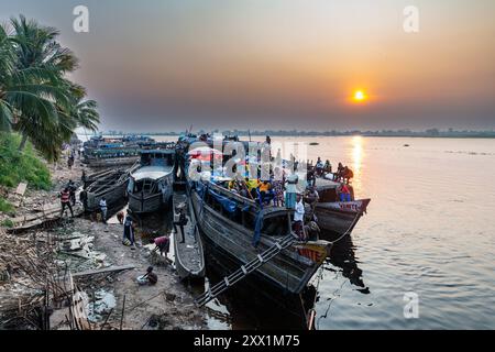 Riverboats on the Congo river, Mbandaka, Equateur province, Democratic ...