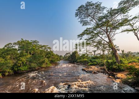 Little river along the very bad road between Tshikapa and Kananga, Kasai, Democratic Republic of Congo, Africa Stock Photo