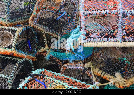 Lobster pots, Tingwall, near Kirkwall, Mainland, Orkney Islands, Scotland, United Kingdom, Europe Stock Photo