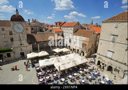 Ivana Pavla II square viewed from the bell tower of Cathedral of St. Lawrence, Trogir, UNESCO World Heritage Site, near Split, Croatia, Southeast Euro Stock Photo