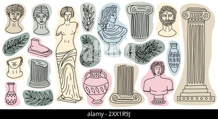 Vector set of Greek marble statues Stock Vector