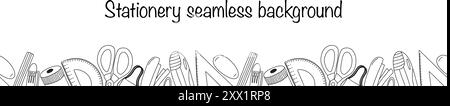 Stationery doodle vector seamless background Stock Vector