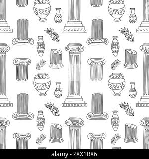 Marble ancient columns seamless pattern Stock Vector