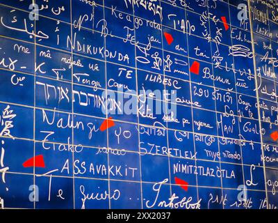 Wall of love in Montmartre Paris. I love You is written on it in all international languages Stock Photo