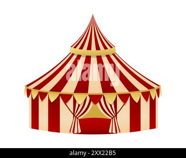 Circus Tent Isolated On White. Perfect for use in entertainment, festival, carnival and circus related designs. Stock Vector