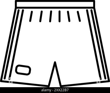 Black and white sports shorts in an outline style. Casual or athletic clothing icon for fitness, sports, or fashion related designs. Stock Vector