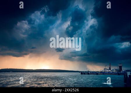 Storm clouds over the port of Klaipeda, Lithuania Stock Photo
