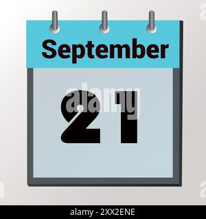 day on the calendar, vector image format, September 21 Stock Vector