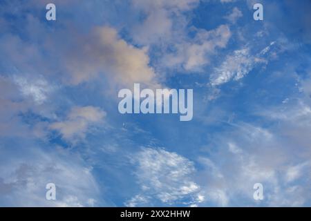 Soft Orange Colored Clouds Decorate the Sky by Twilight Stock Photo