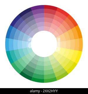 Color wheel illustration. Circular gradient spectrum. Vibrant rainbow palette. Multicolored wheel vector. Stock Vector