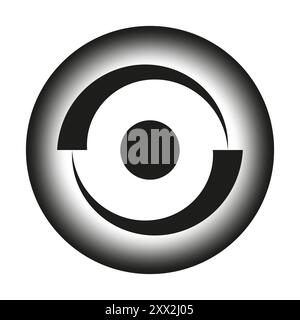 Abstract circular icon. Central circle focus. Gradient black and white. Vector symbol. Stock Vector