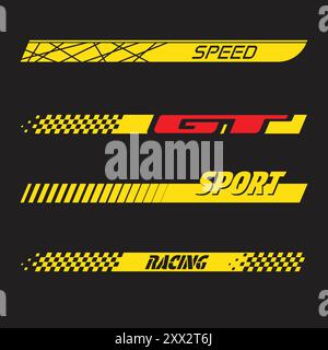 Sport yellow car decals set Stock Vector